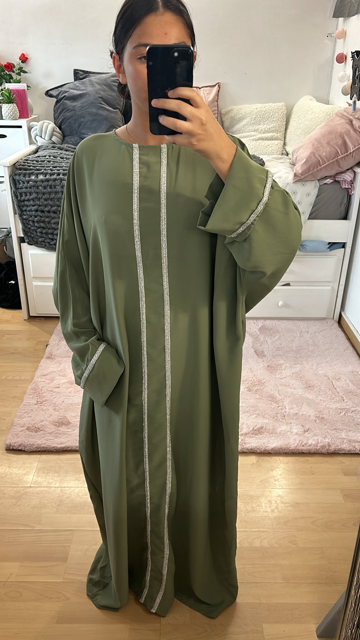 Abaya détails argenté