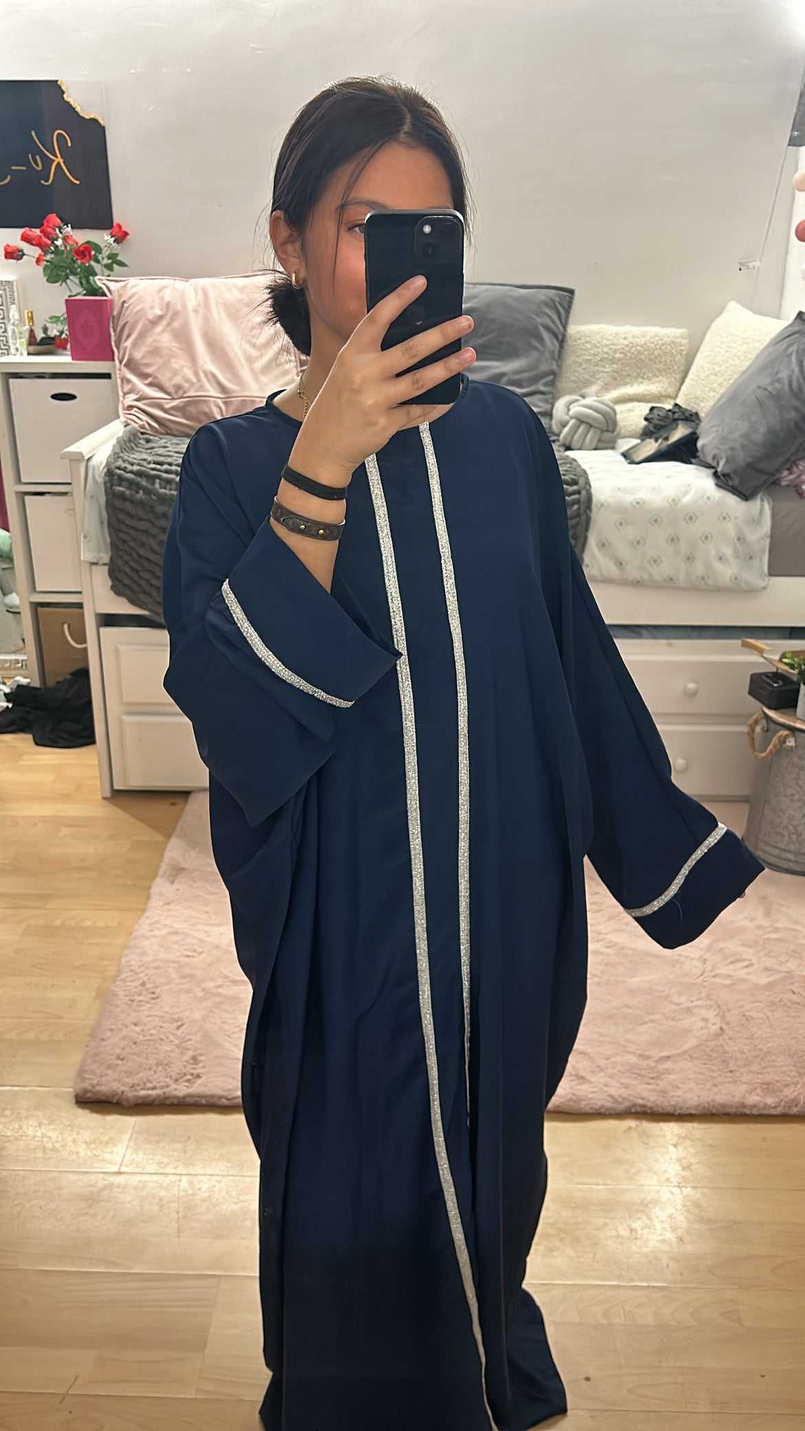 Abaya détails argenté