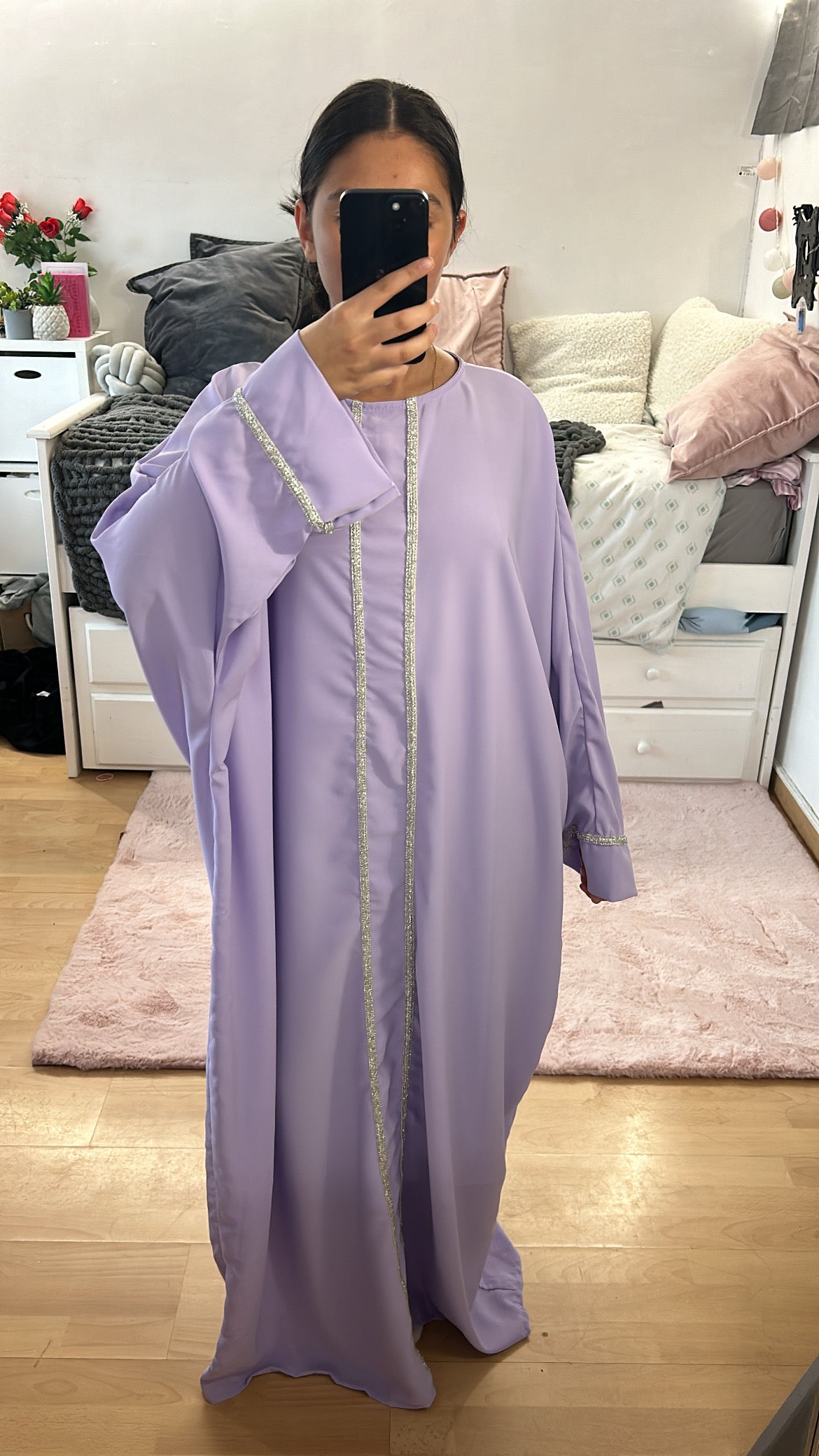Abaya détails argenté