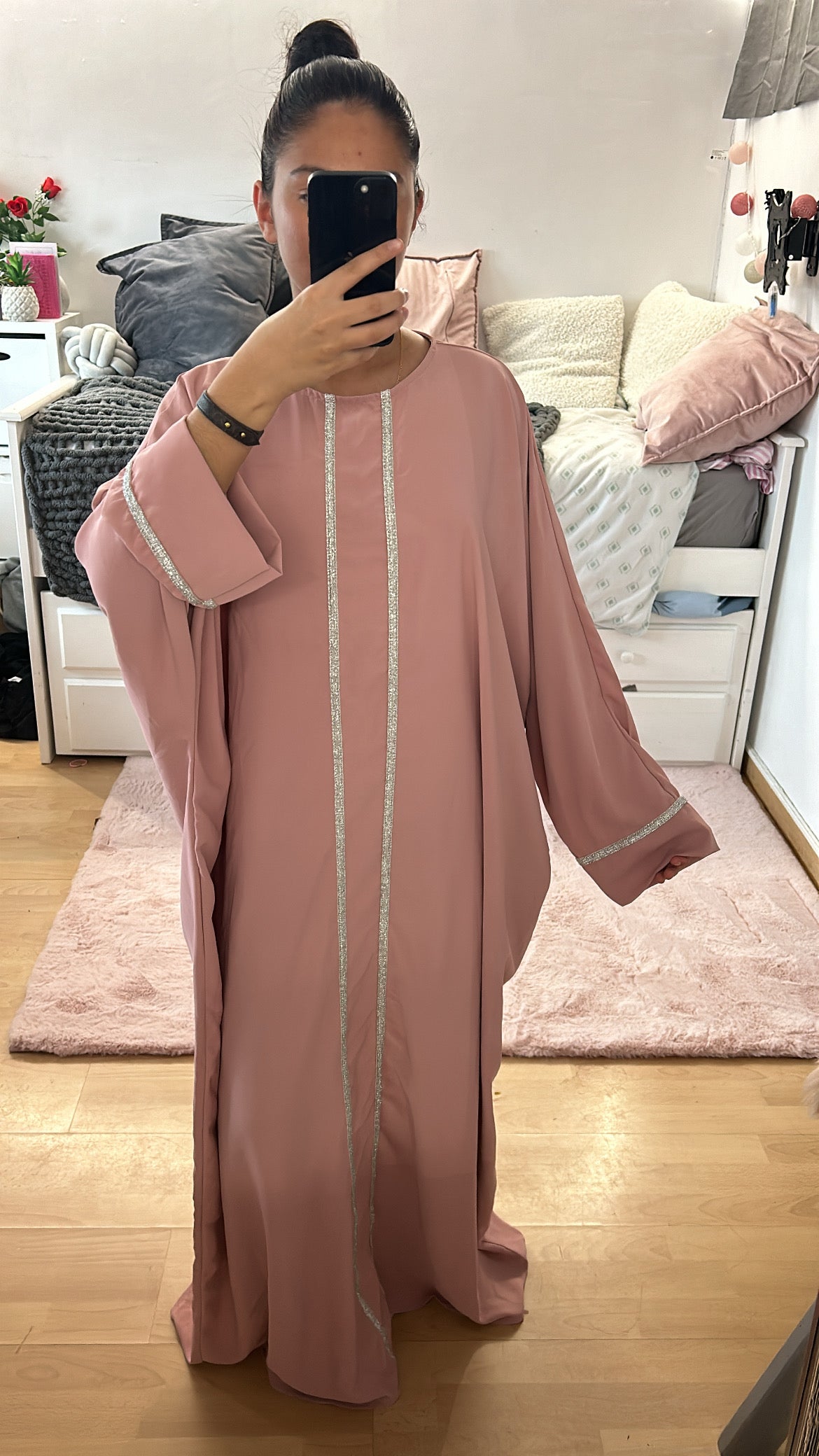 Abaya détails argenté
