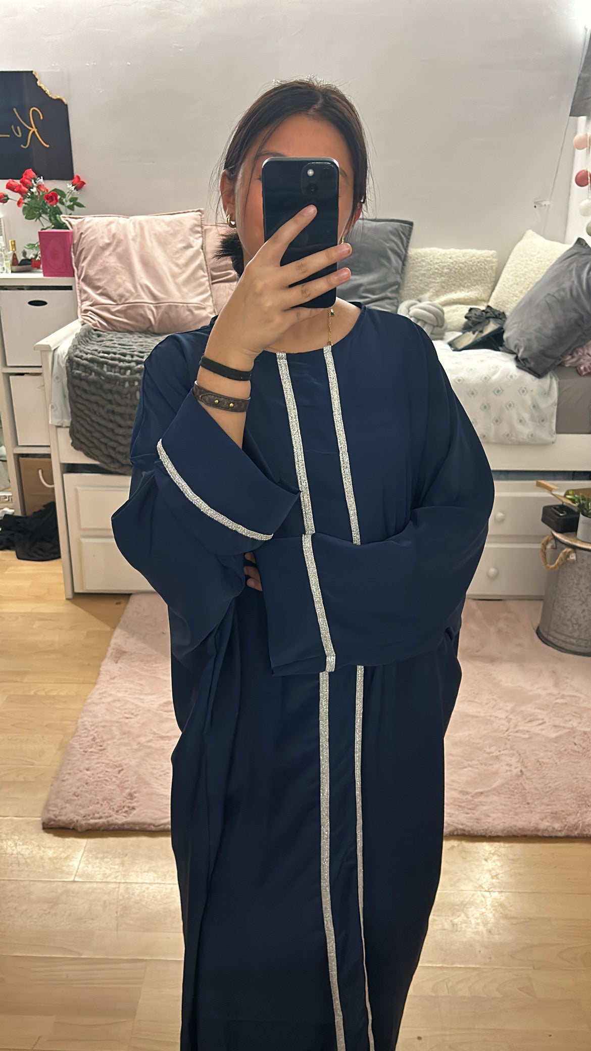 Abaya détails argenté